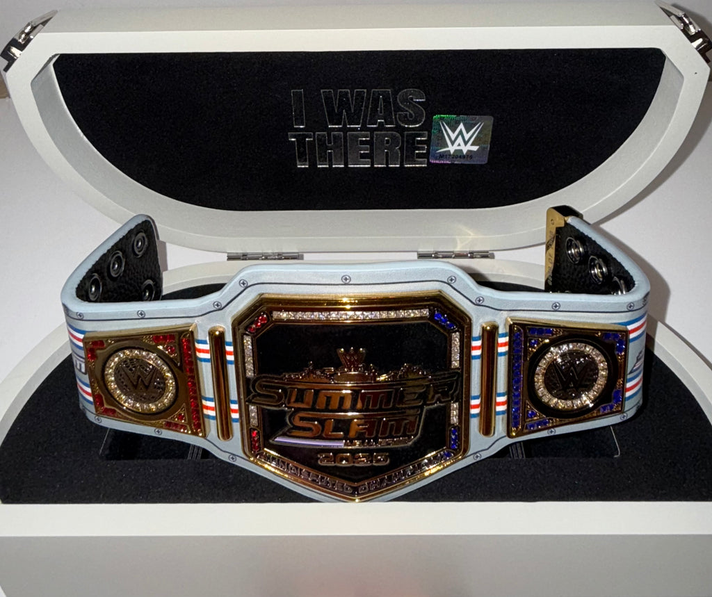 WWE 2025 NEW JERSEY SUMMERSLAM MINI UNDISPUTED CHAMPIONSHIP BELT EXCLUSIVE LTD # OF 1000