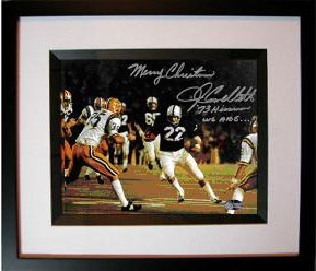 John Cappelletti Autographed 8x10 Action Penn State Photo Inscribed Merry Christmas 73 Heisman We Are... Framed