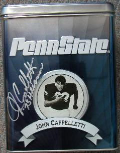 John Cappelletti Autographed Penn State Coffee Tin Inscribed 73 Heisman