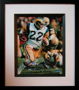 John Cappelletti Autographed 8x10 LA Rams Action Photo Inscribed 1st Rd. Draft Pick 1974 LA Rams Penn State Framed